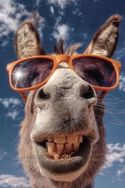 Smiling Donkey in Sunglasses — Funny Print. poster print