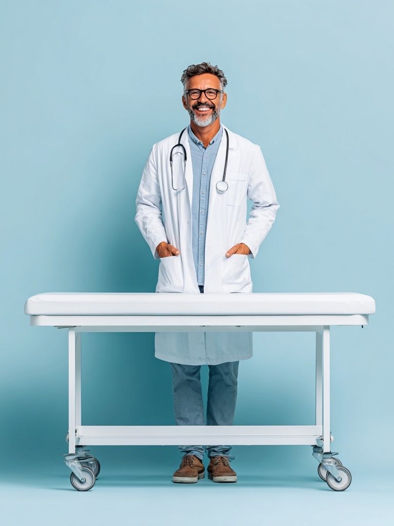 Smiling Doctor Portrait Photography Poster. poster — photography art