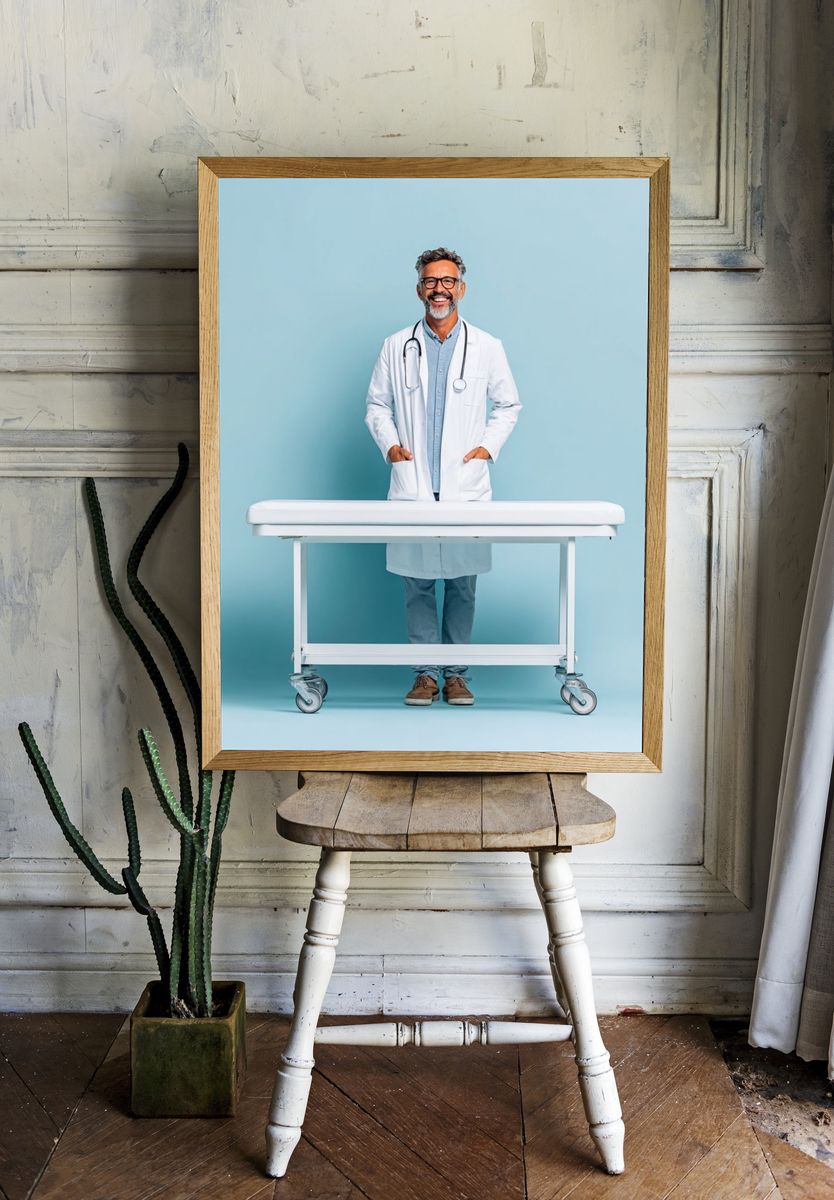 Smiling Doctor Portrait Photography Poster. — room view 1