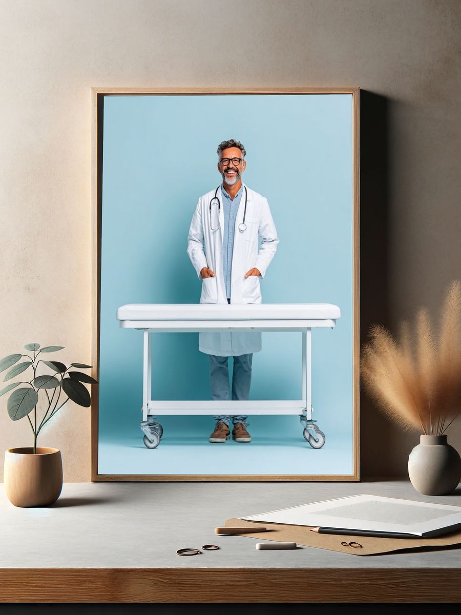 Smiling Doctor Portrait Photography Poster. — room view 2