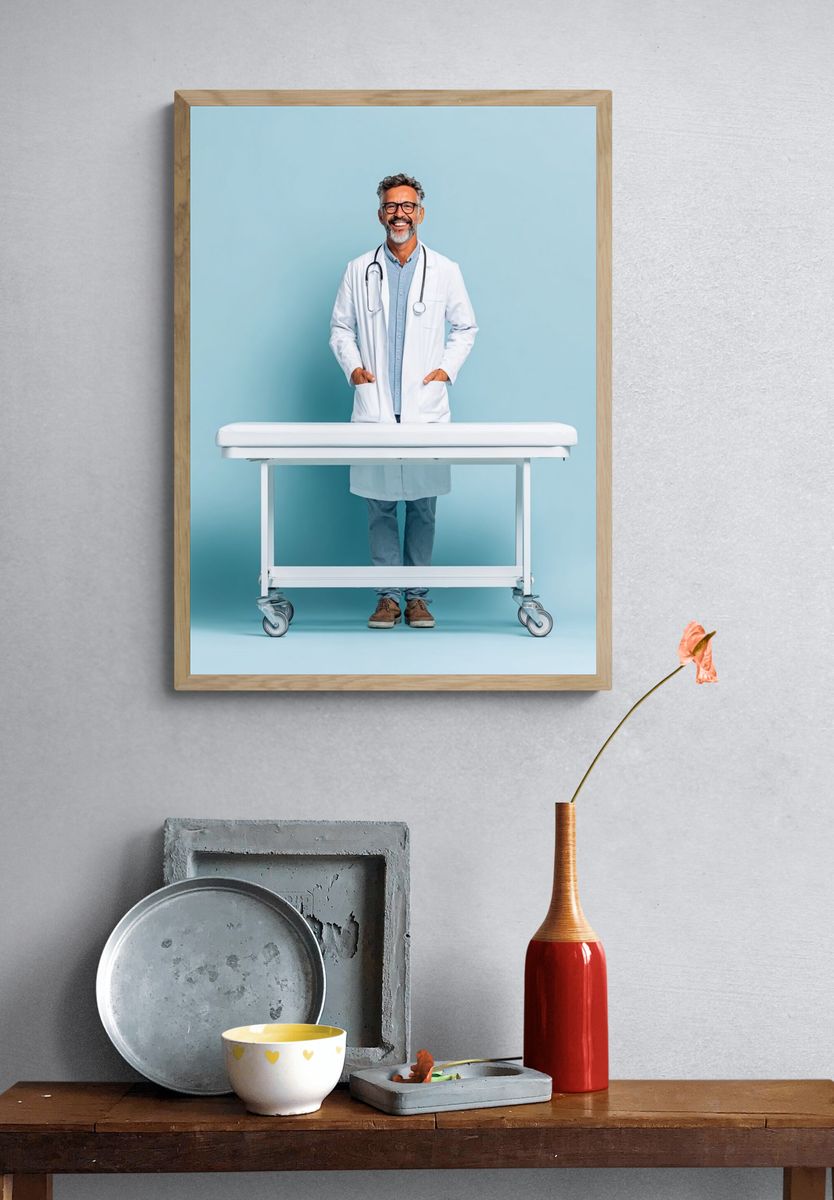Smiling Doctor Portrait Photography Poster. — room view 3