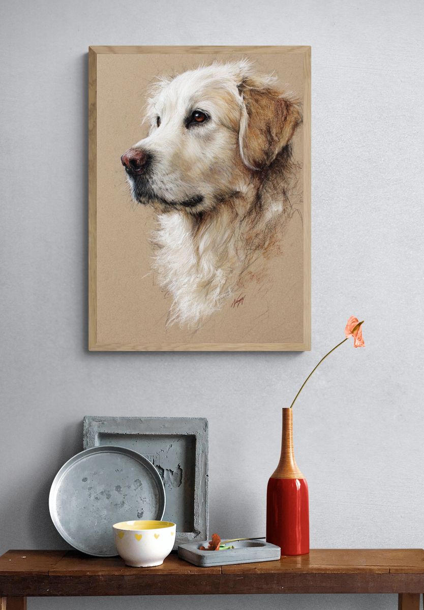 Golden Retriever Portrait Print. — room view 3