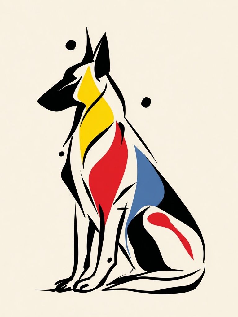 Abstract Dog Line Art Poster. poster detail