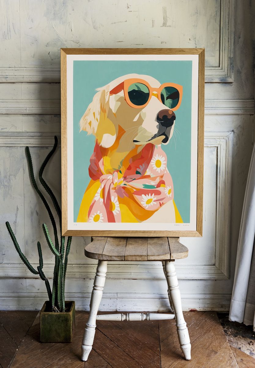 Stylish Dog Portrait Poster. — room view 1