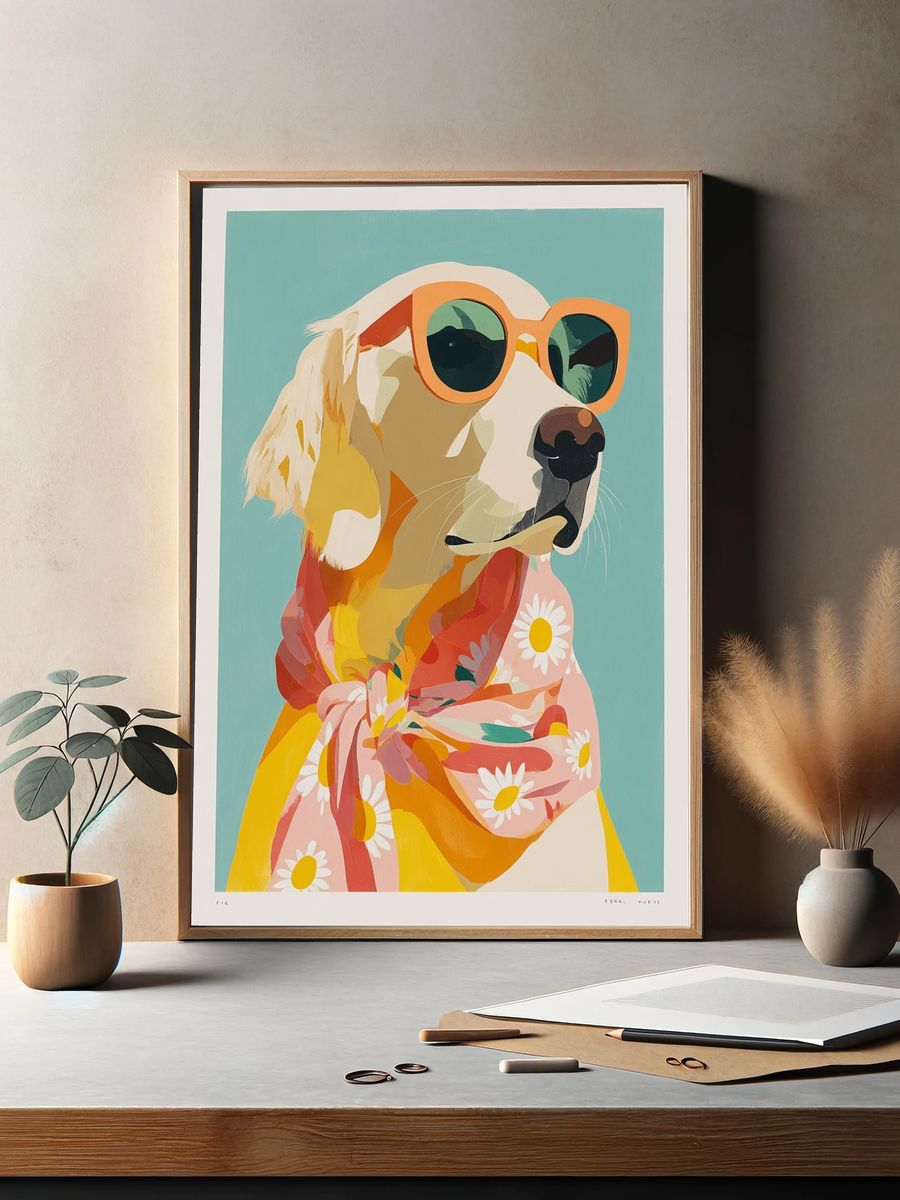 Stylish Dog Portrait Poster. — room view 2