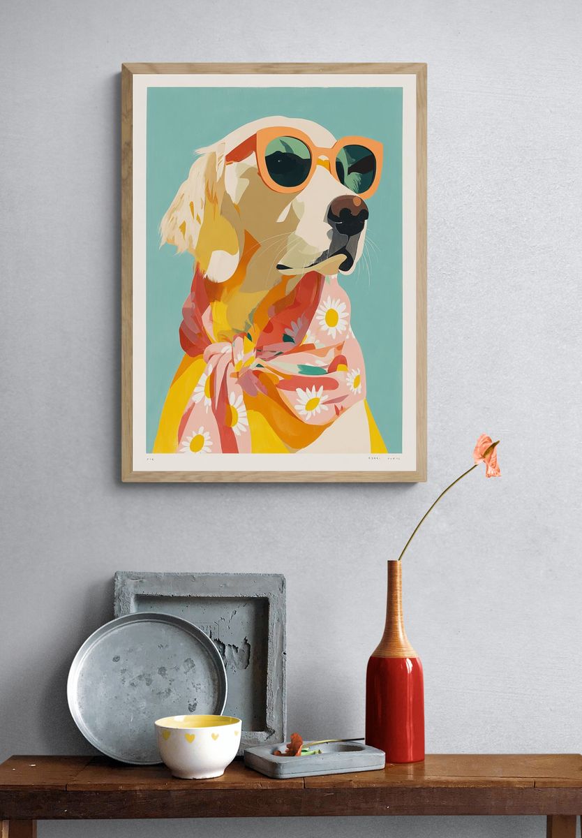 Stylish Dog Portrait Poster. — room view 3