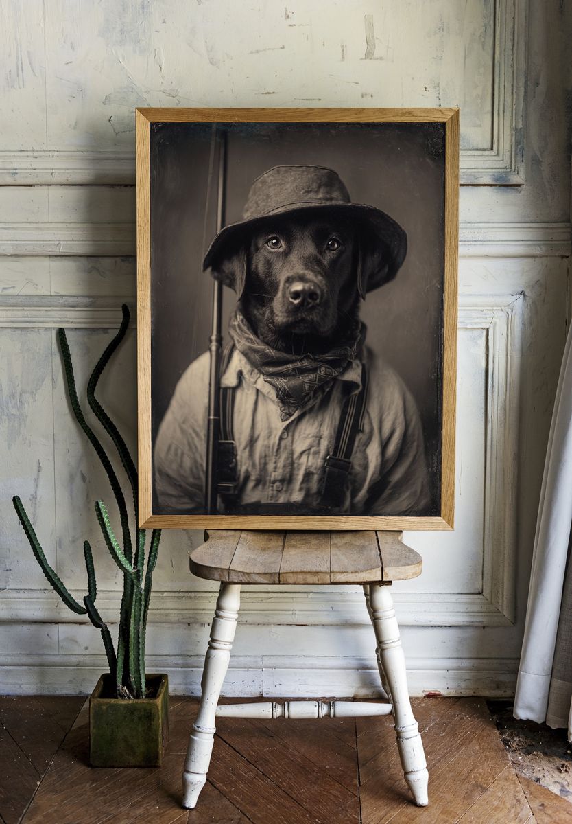 Labrador Retriever in Vintage Attire Poster. — room view 1