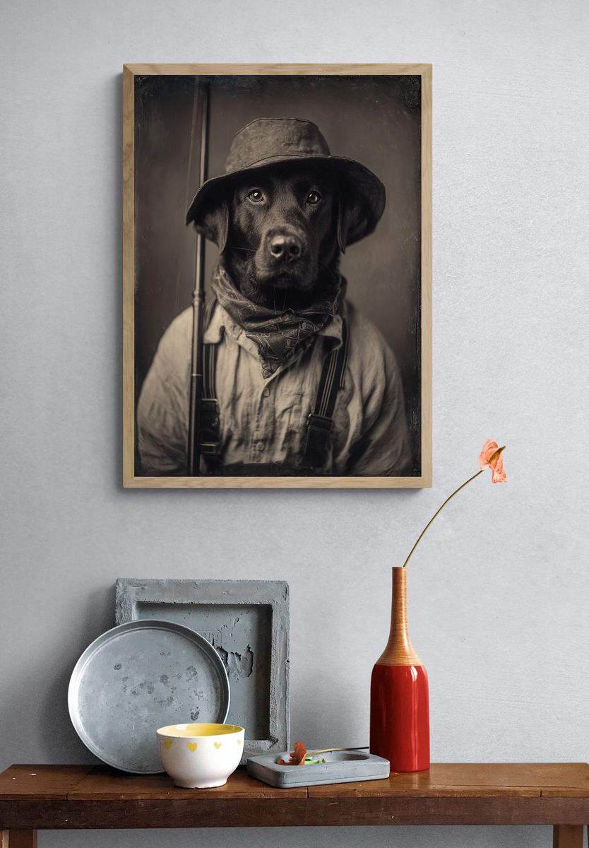 Labrador Retriever in Vintage Attire Poster. — room view 3