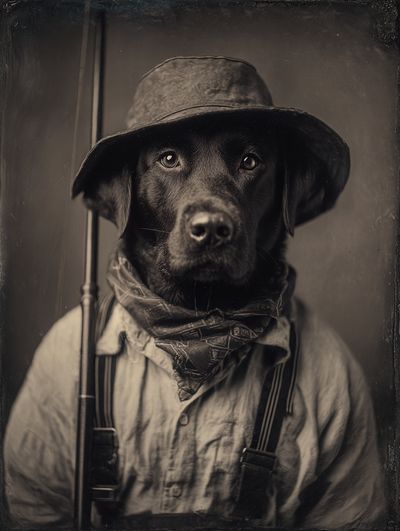 Labrador Retriever in Vintage Attire Poster. poster print