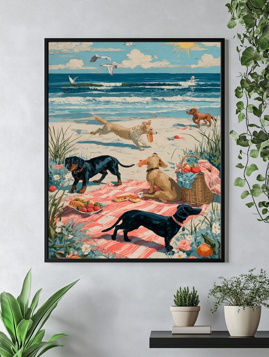 Dogs at the Beach — Illustration Print. — room view 4