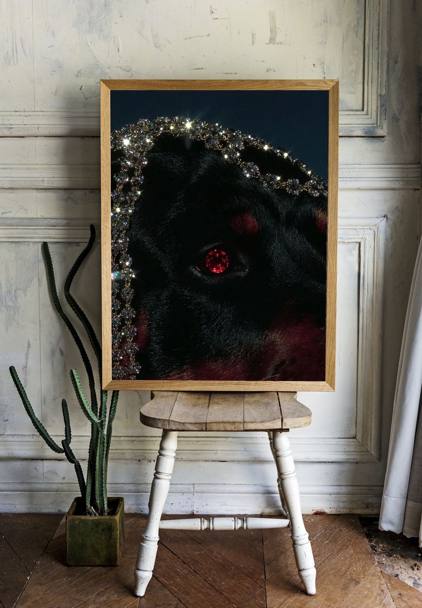 Rottweiler with Jewelry — Art Print. — room view 1