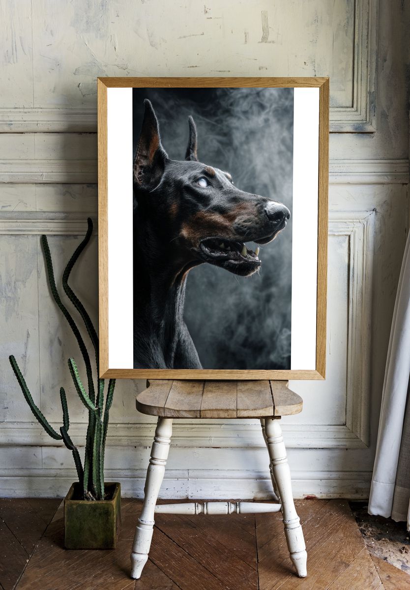 Doberman Portrait — Photography Print. — room view 1