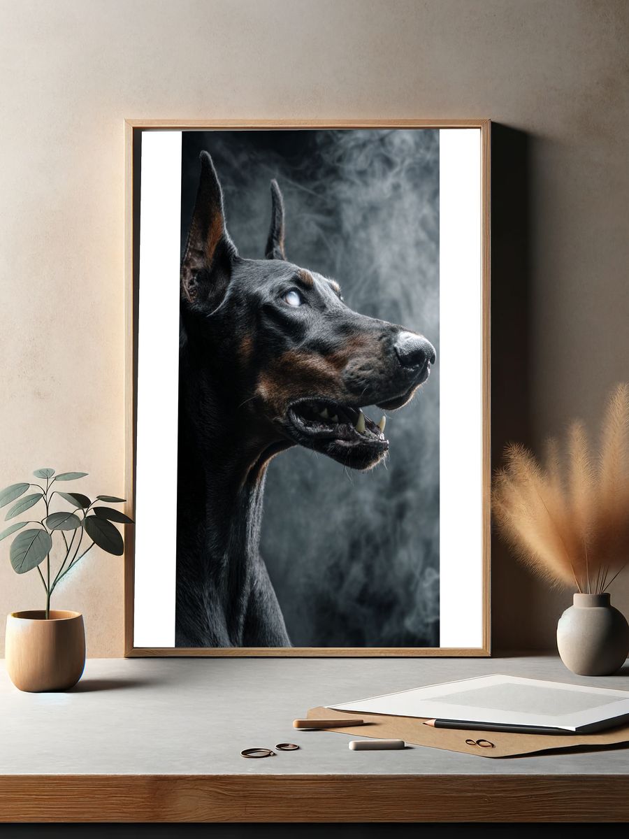 Doberman Portrait — Photography Print. — room view 2