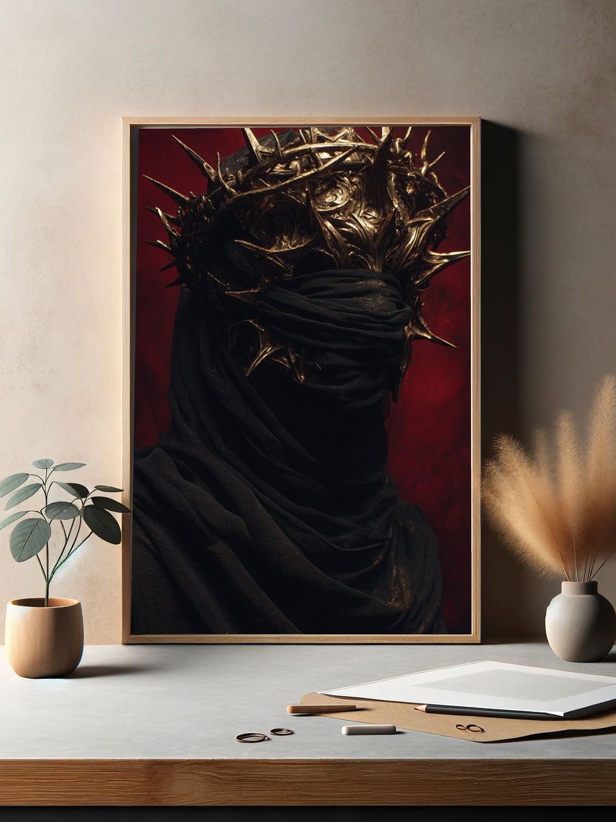 Crowned Figure — Dark Art Print. — room view 2