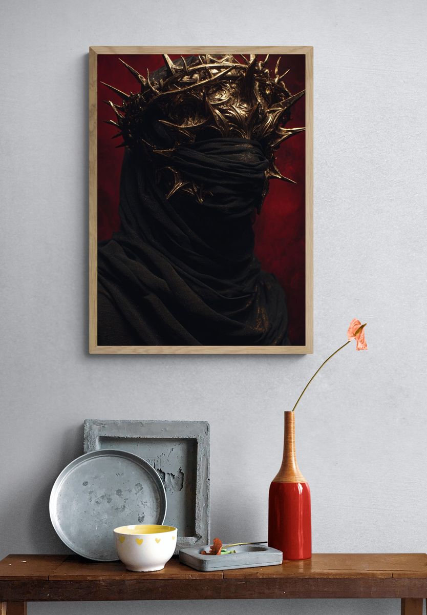 Crowned Figure — Dark Art Print. — room view 3