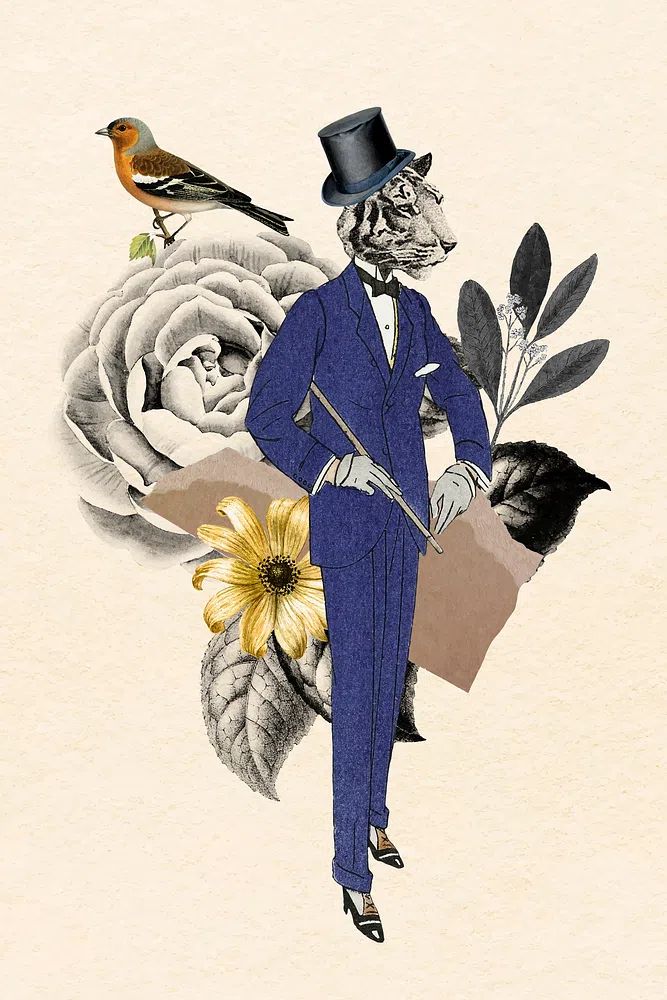 Dapper Tiger in Suit — Illustration Print. poster detail