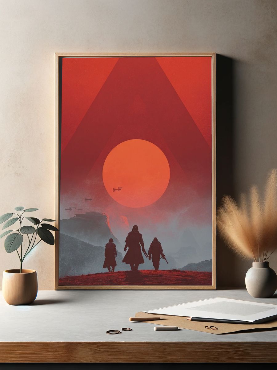 Futuristic Warriors — Digital Art Print. — room view 2
