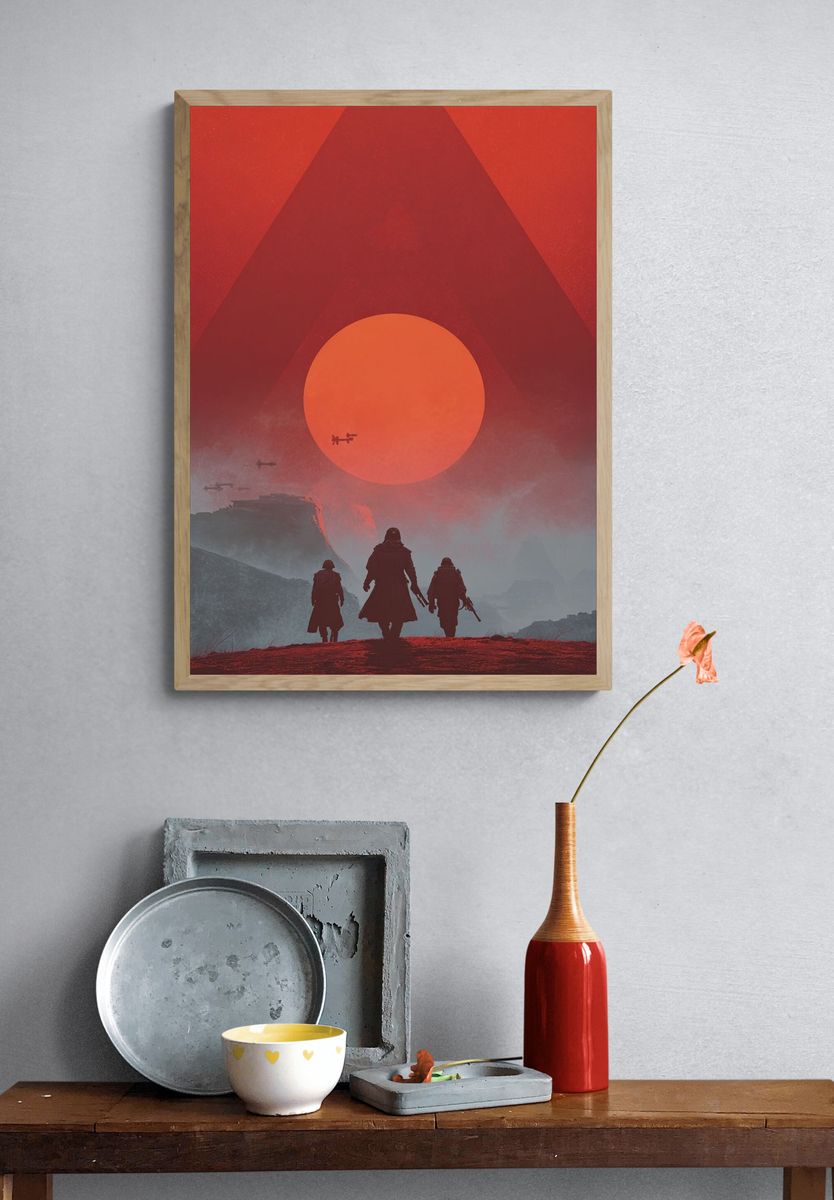 Futuristic Warriors — Digital Art Print. — room view 3