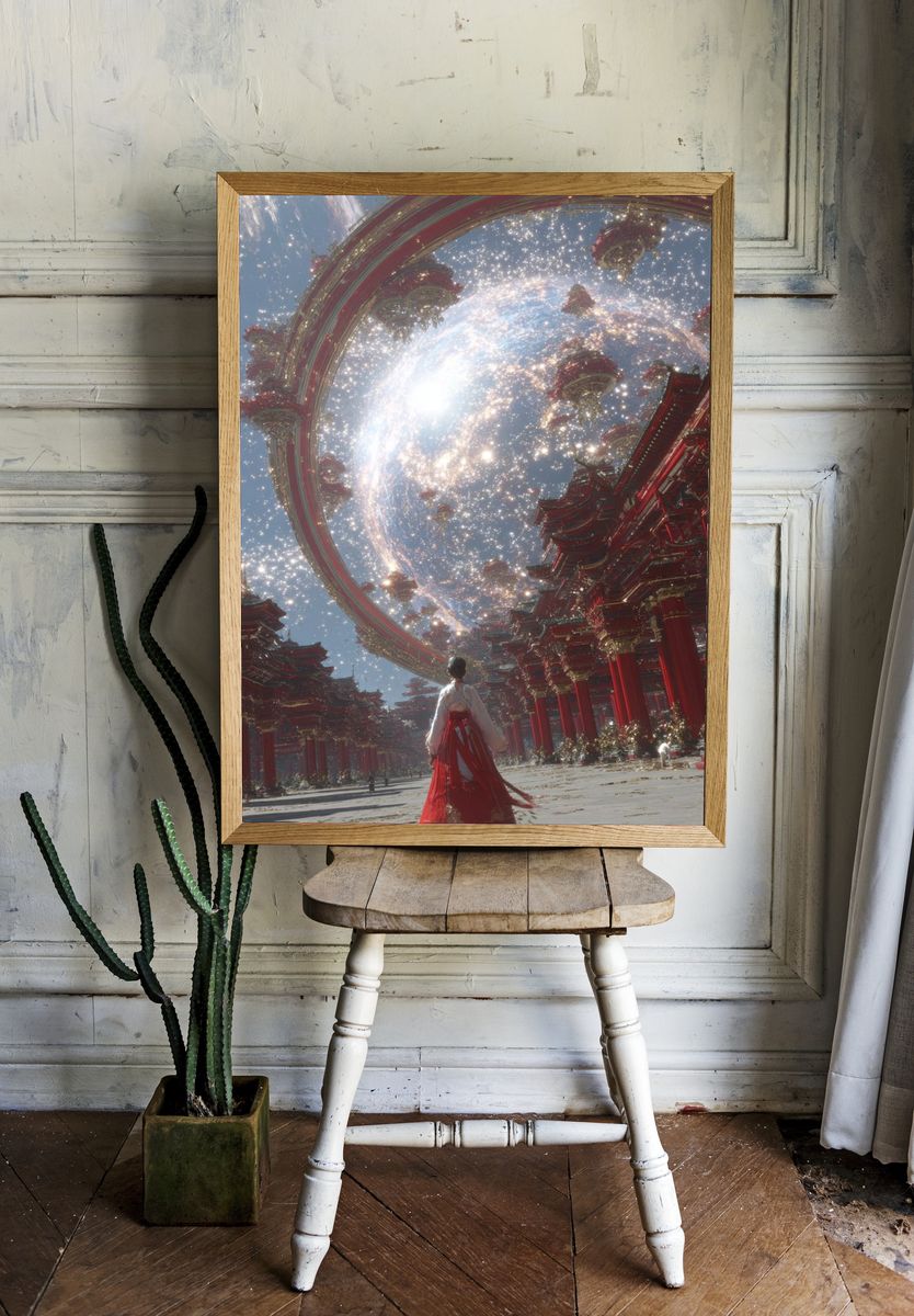 Cosmic Temple — Digital Art Print. — room view 1
