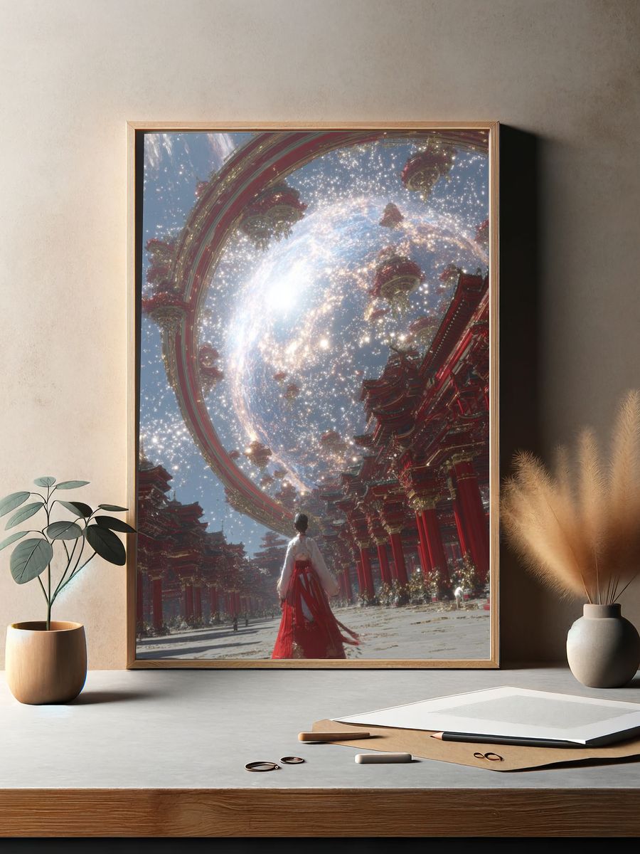 Cosmic Temple — Digital Art Print. — room view 2