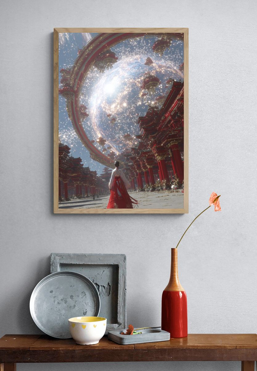 Cosmic Temple — Digital Art Print. — room view 3