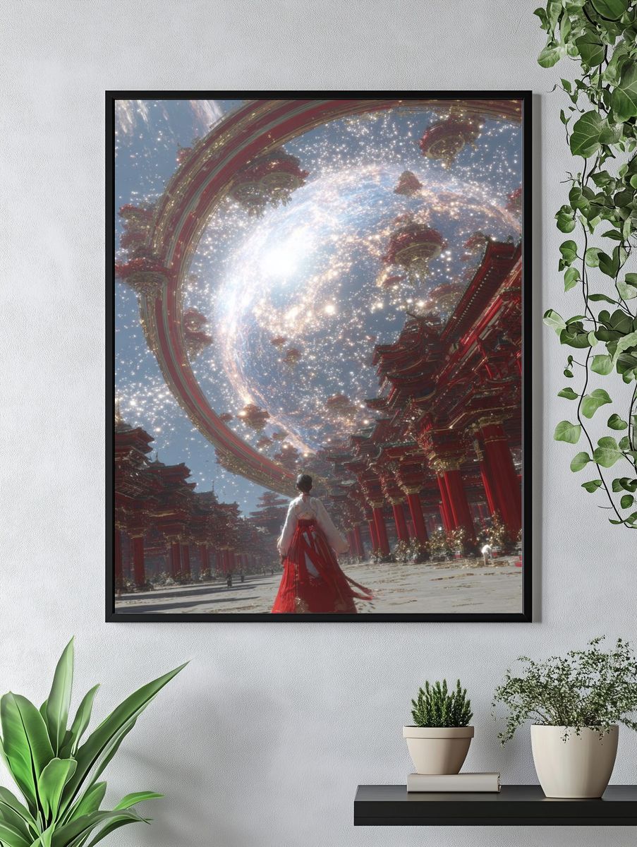 Cosmic Temple — Digital Art Print. — room view 4
