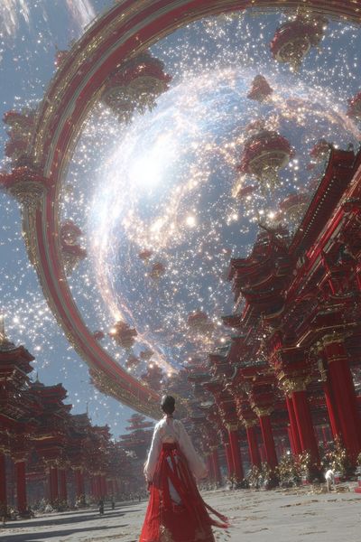 Cosmic Temple — Digital Art Print. poster print