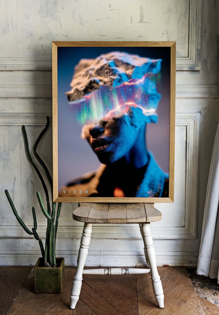 Abstract Human Portrait — Digital Art Print. — room view 1