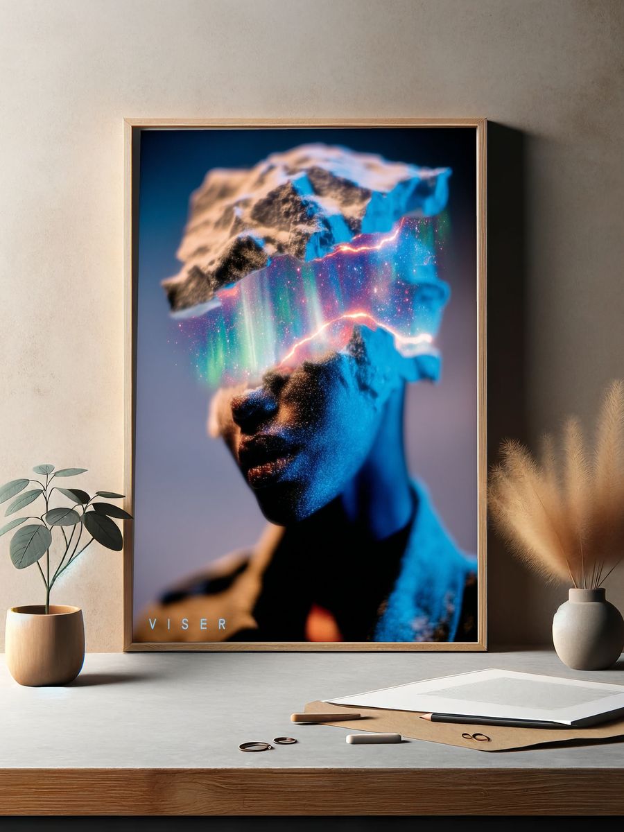 Abstract Human Portrait — Digital Art Print. — room view 2