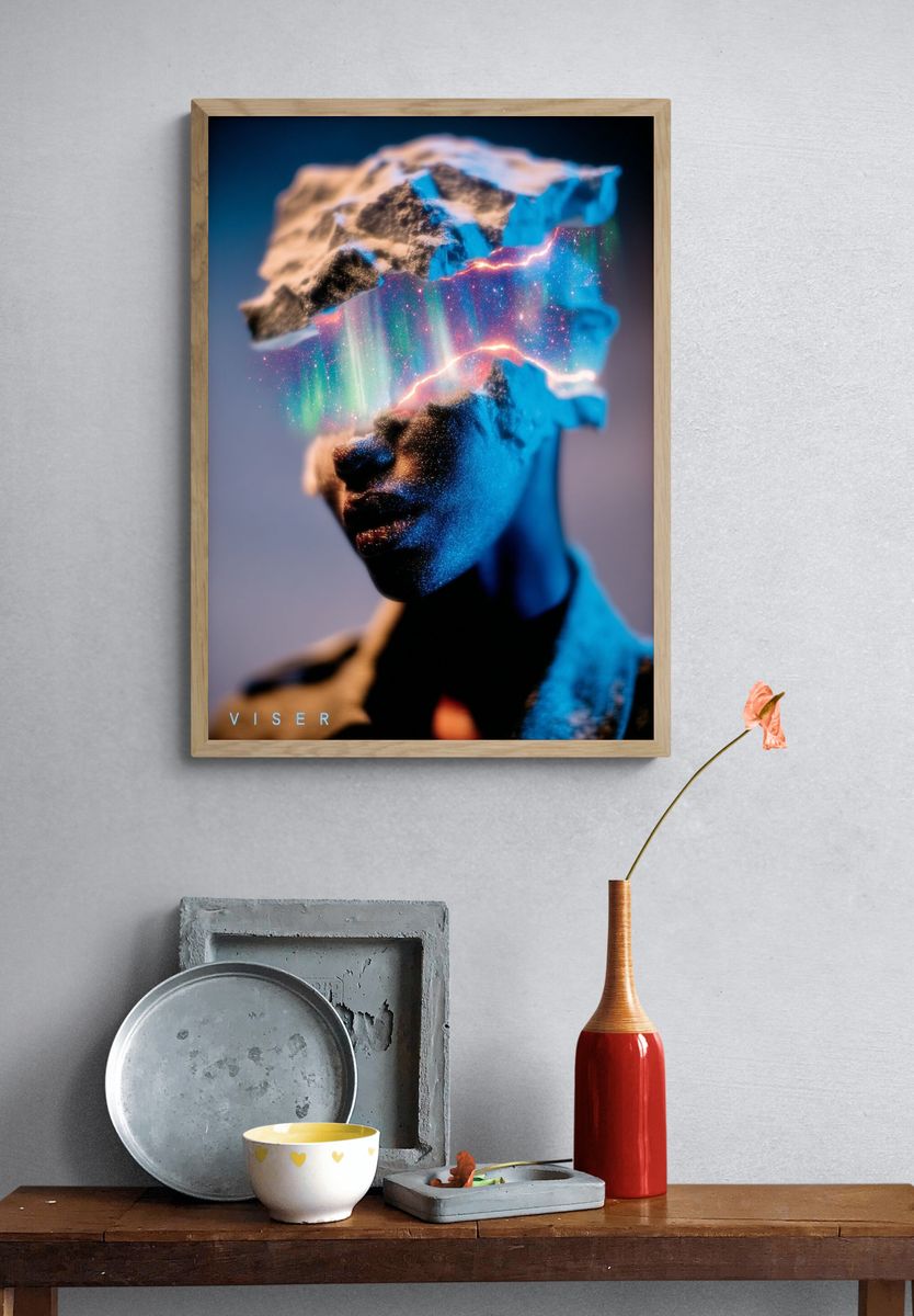 Abstract Human Portrait — Digital Art Print. — room view 3