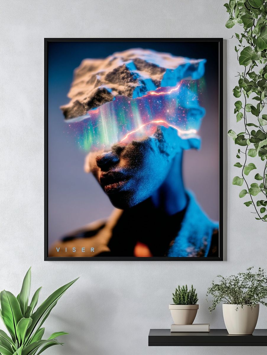 Abstract Human Portrait — Digital Art Print. — room view 4