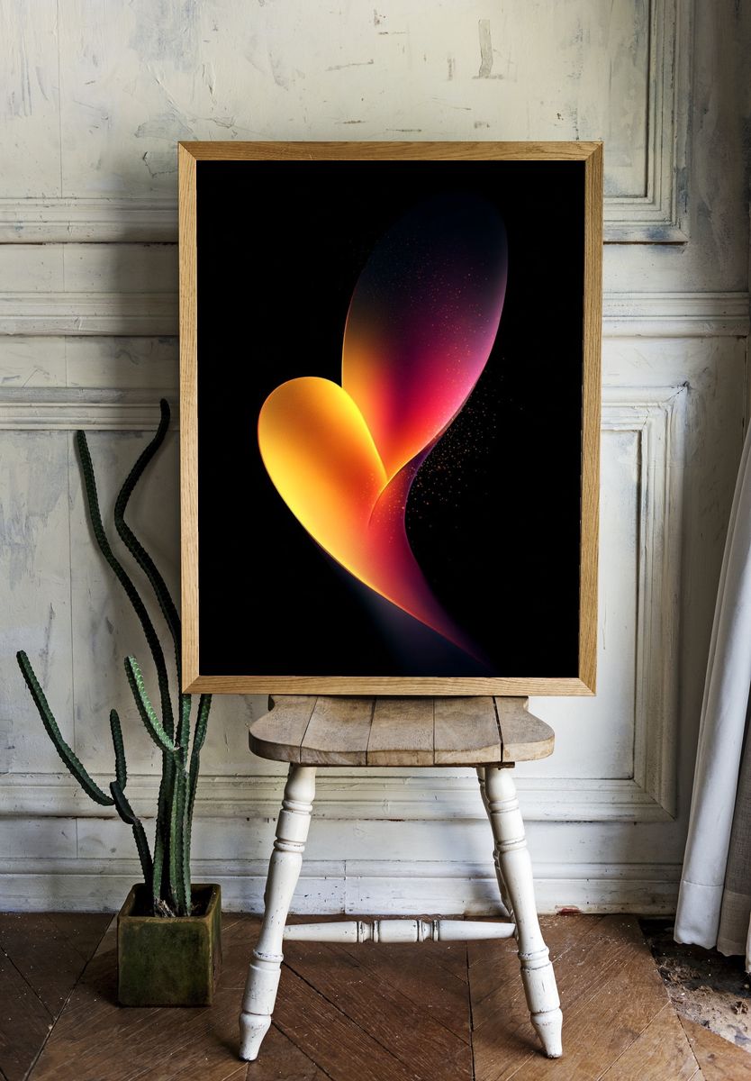 Abstract Heart — Digital Art Print. — room view 1