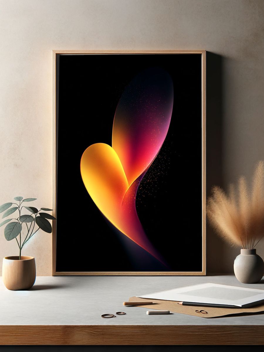 Abstract Heart — Digital Art Print. — room view 2
