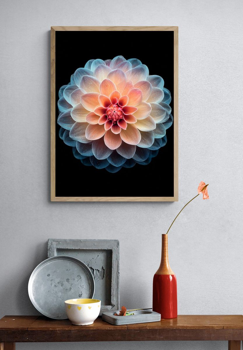 Radiant Flower — Digital Art Print. — room view 3