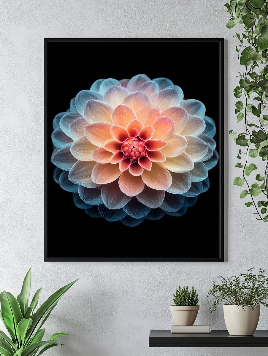 Radiant Flower — Digital Art Print. — room view 4