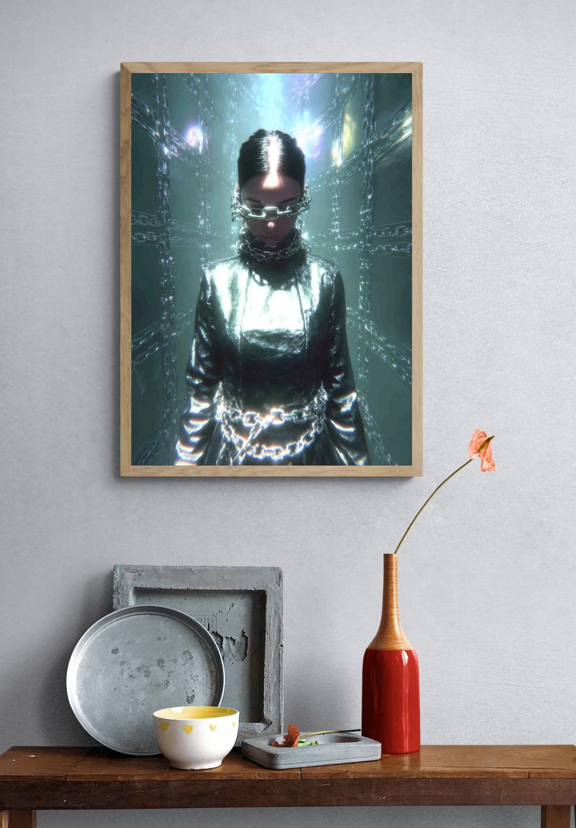 Futuristic Chains — Digital Art Print. — room view 3