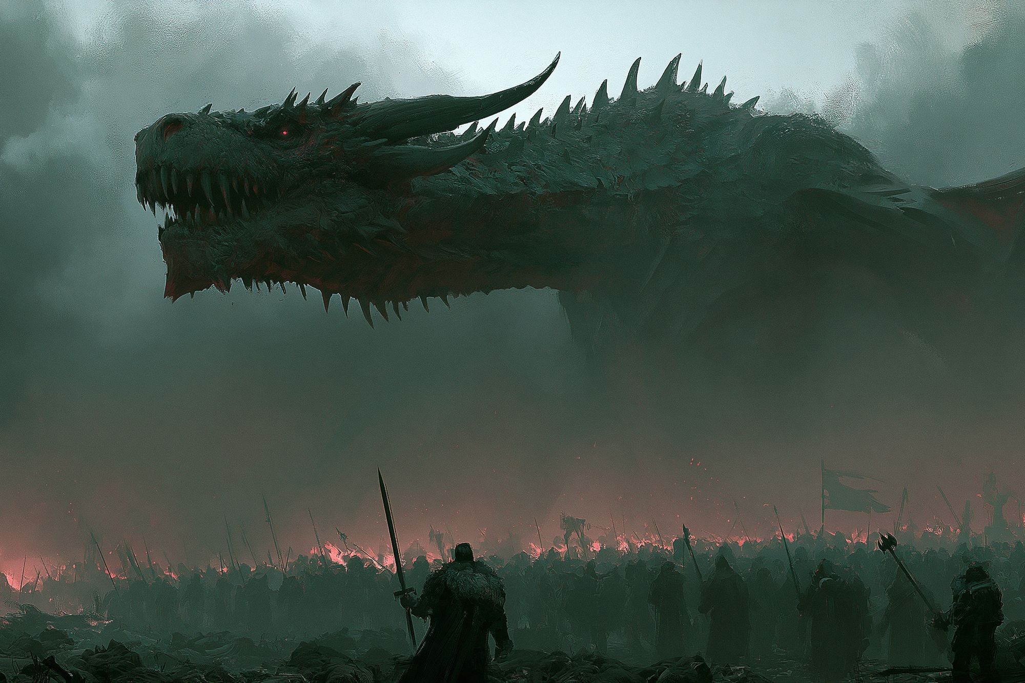 Dragon Siege Fantasy Poster. poster detail