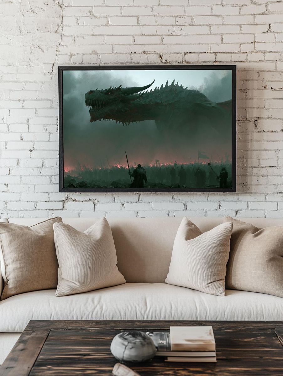 Dragon Siege Fantasy Poster. — room view 1