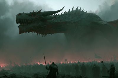 Dragon Siege Fantasy Poster. poster print
