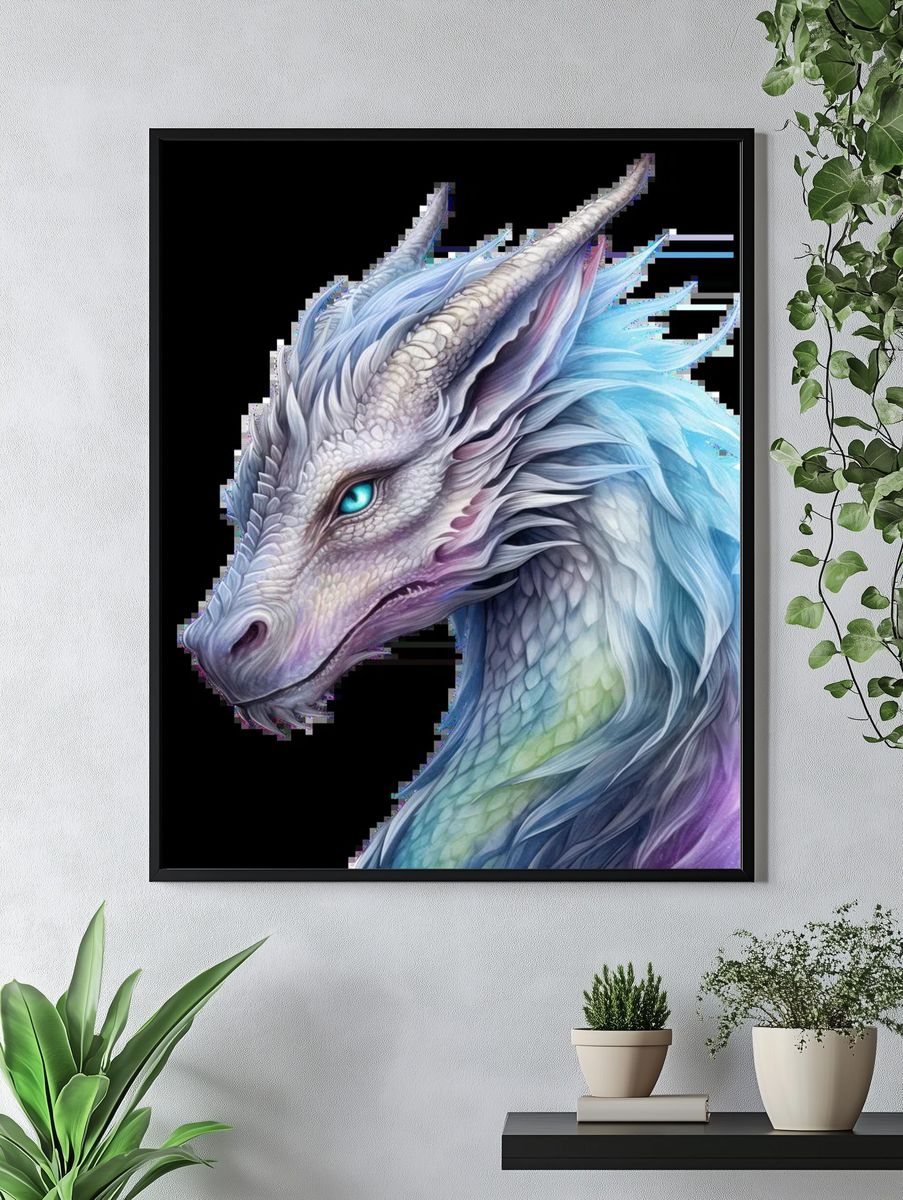 Majestic Dragon — Digital Art Print. — room view 4