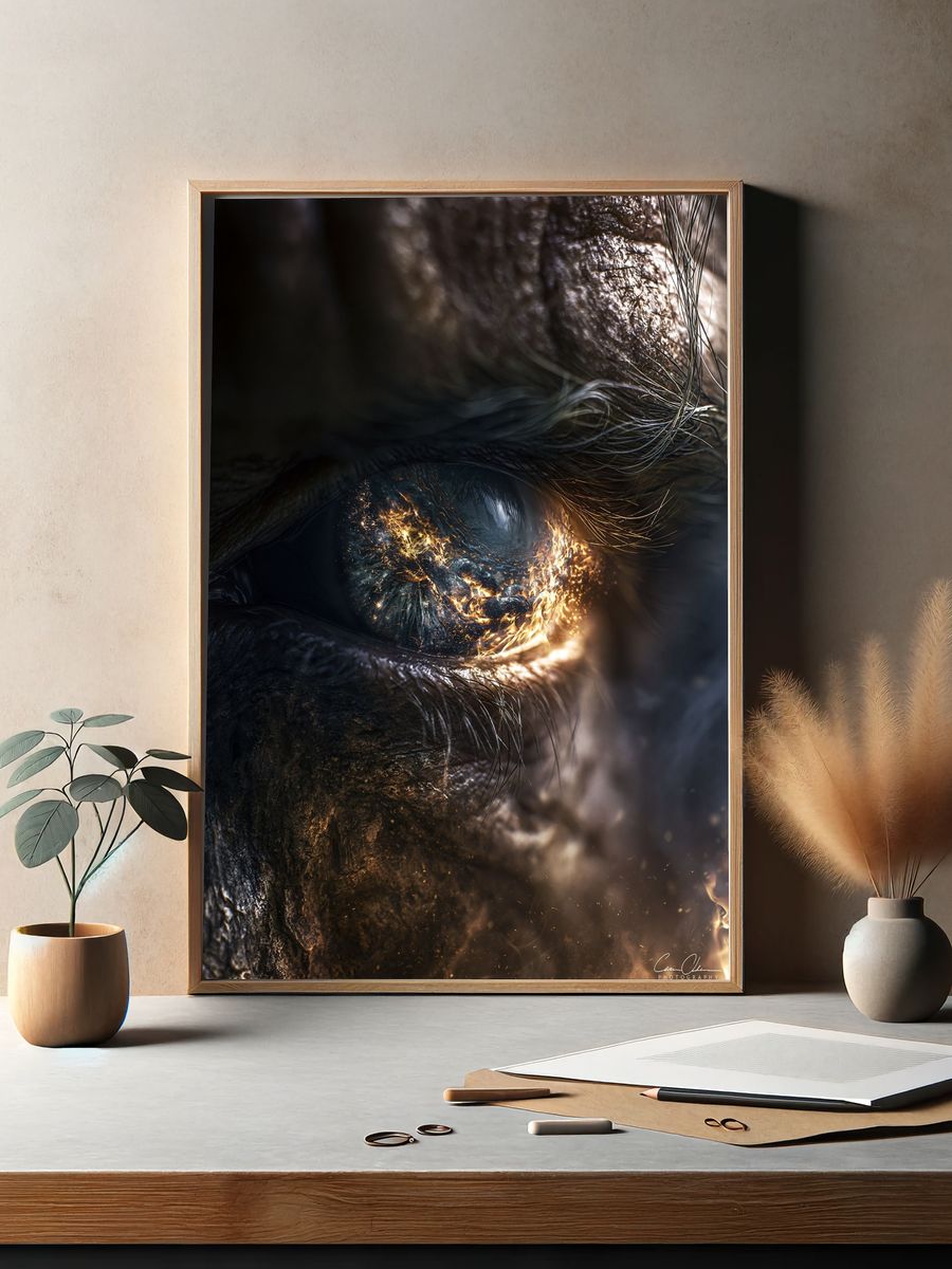 Fiery Dragon Eye Illustration Poster. — room view 2