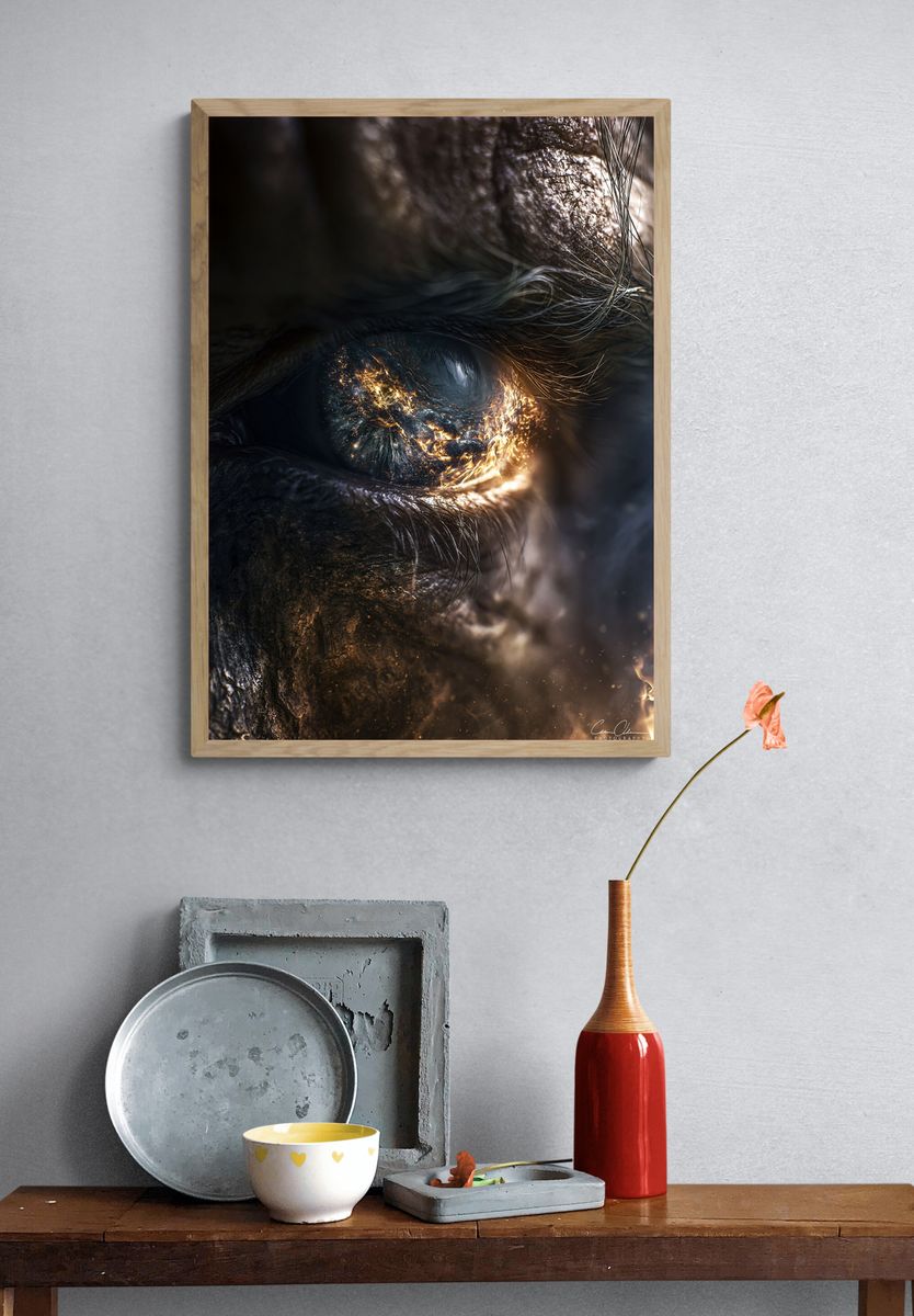 Fiery Dragon Eye Illustration Poster. — room view 3