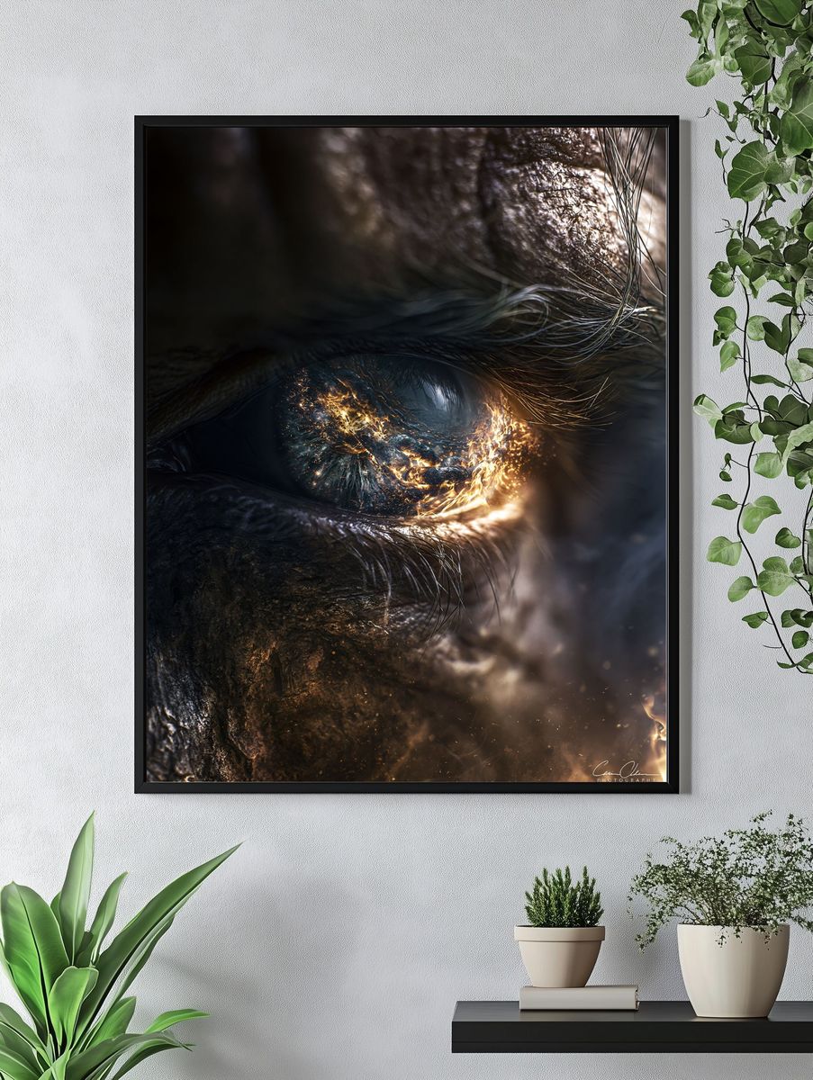 Fiery Dragon Eye Illustration Poster. — room view 4