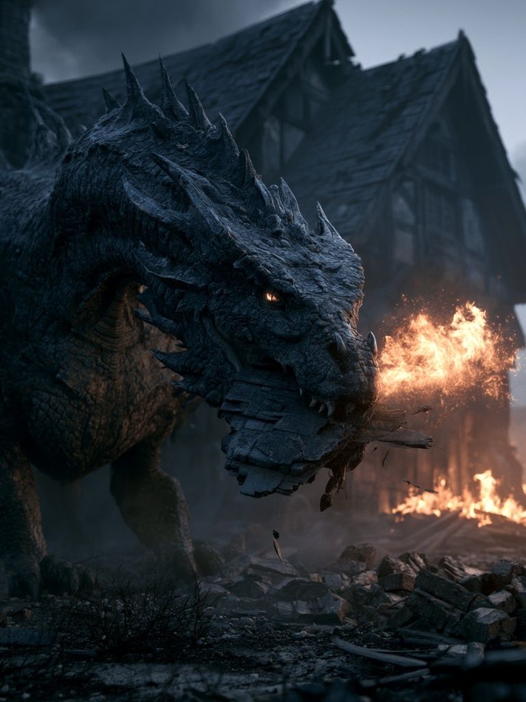 Dragon Attack Fantasy Print. poster — gaming art