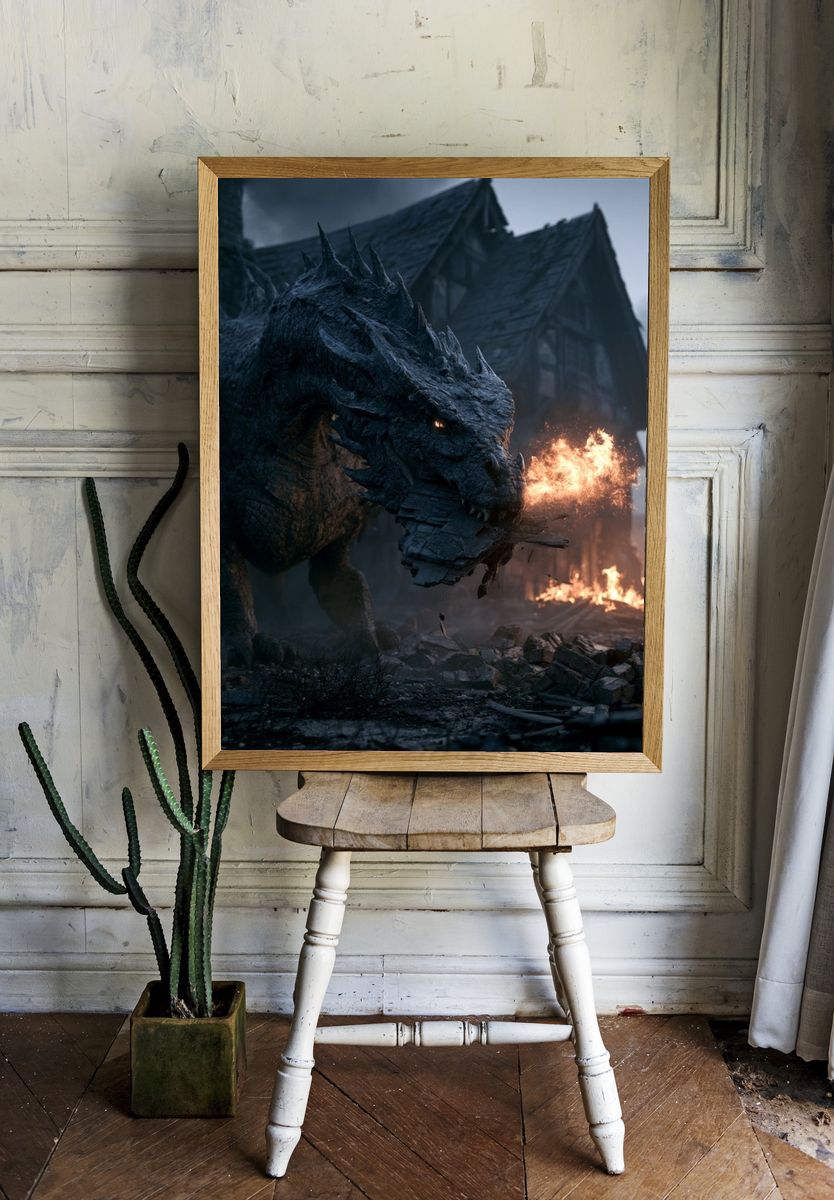 Dragon Attack Fantasy Print. — room view 1