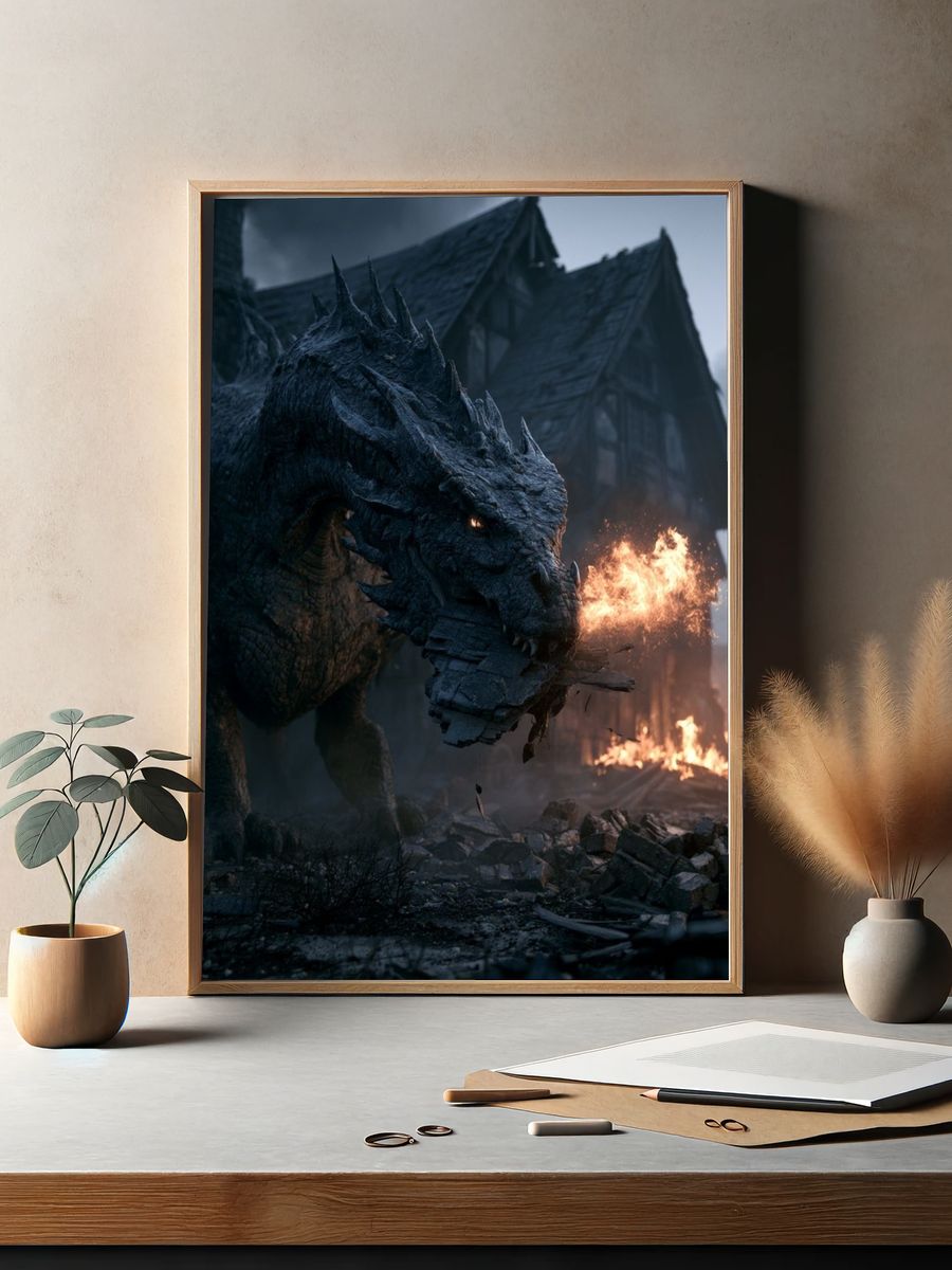 Dragon Attack Fantasy Print. — room view 2