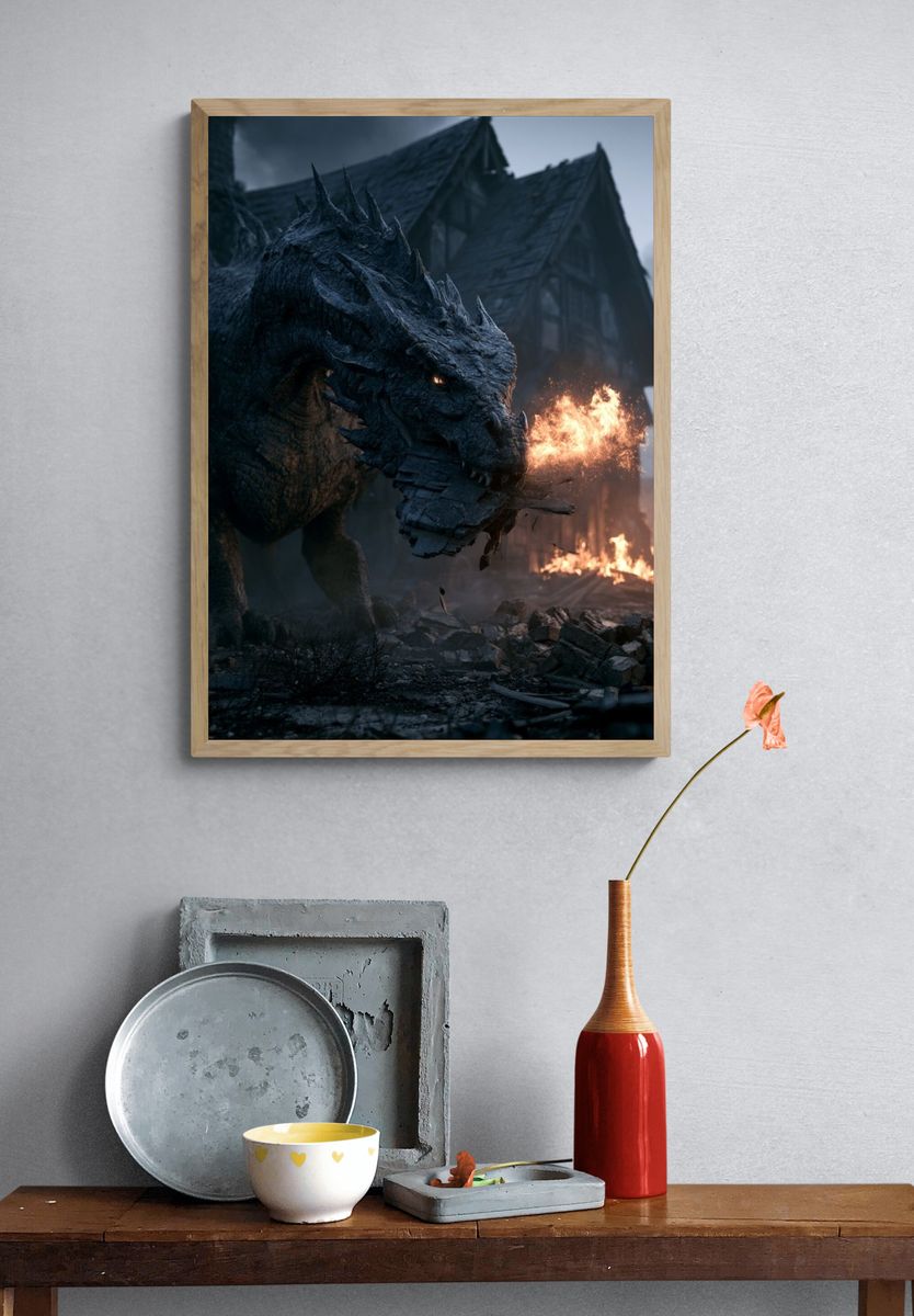Dragon Attack Fantasy Print. — room view 3
