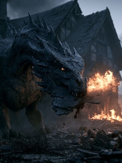 Dragon Attack Fantasy Print.
