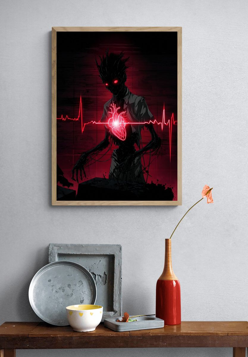 Heart Monitor — Dark Art Print. — room view 3