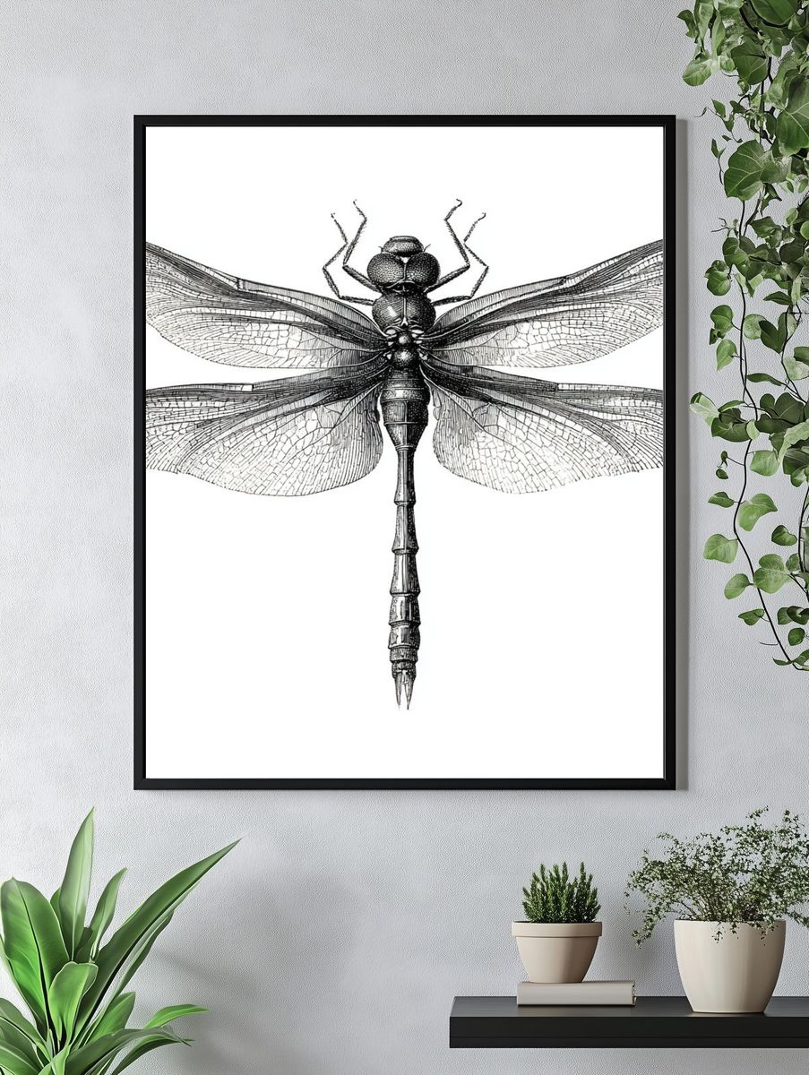 Dragonfly Illustration Poster. — room view 4